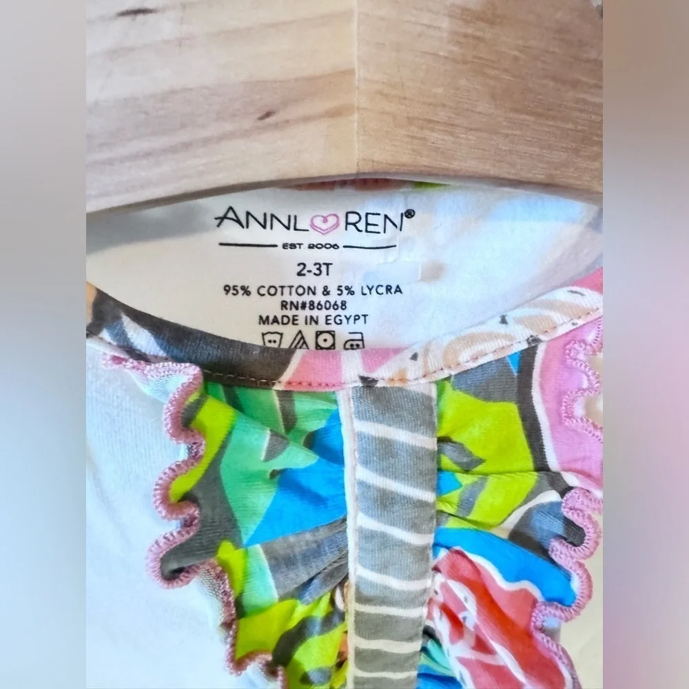 Ann Loren 2PC Set Floral & Herringbone Size 2/3T NWT